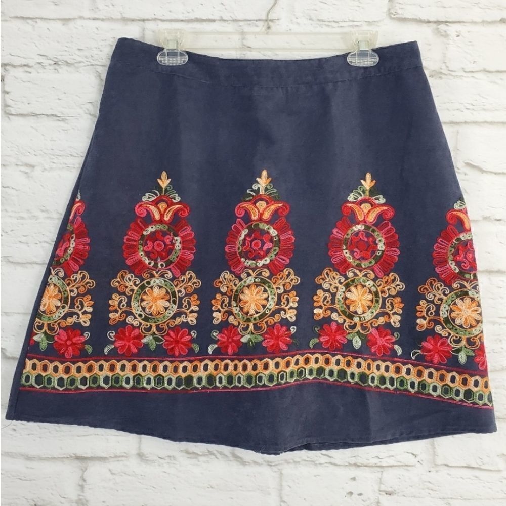 Shein A Line Plus Size Embroidered Front Boho Festival Skirt Size 2XL